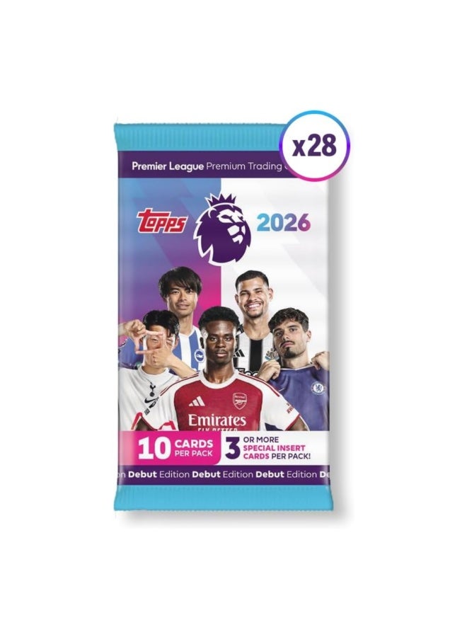 Topps Premier League 2025/2026 Collectible Football Trading Cards, Box of 28 Packs with 10 Cards/Pack (280 Cards) with 3 or more Special Insert Cards per Pack, Officially Licensed Product - Image 2